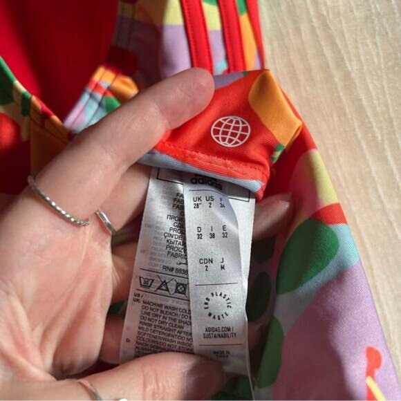 Adidas x Farm Rio Pearl Citrine One Piece Swimsuit Bathing Suit NWT Size 2 - Picture 6 of 6